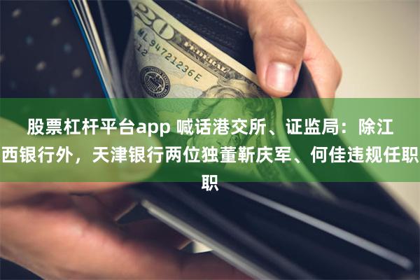 股票杠杆平台app 喊话港交所、证监局：除江西银行外，天津银行两位独董靳庆军、何佳违规任职