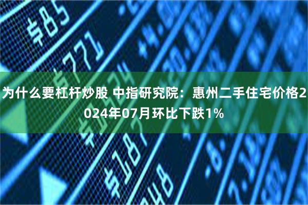 为什么要杠杆炒股 中指研究院：惠州二手住宅价格2024年07月环比下跌1%