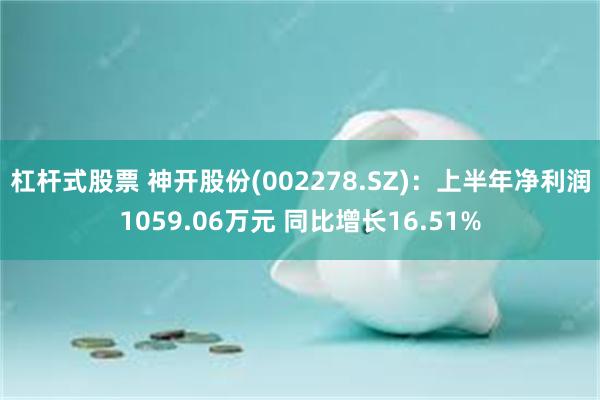 杠杆式股票 神开股份(002278.SZ)：上半年净利润1059.06万元 同比增长16.51%