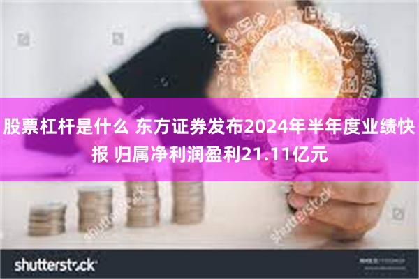 股票杠杆是什么 东方证券发布2024年半年度业绩快报 归属净利润盈利21.11亿元