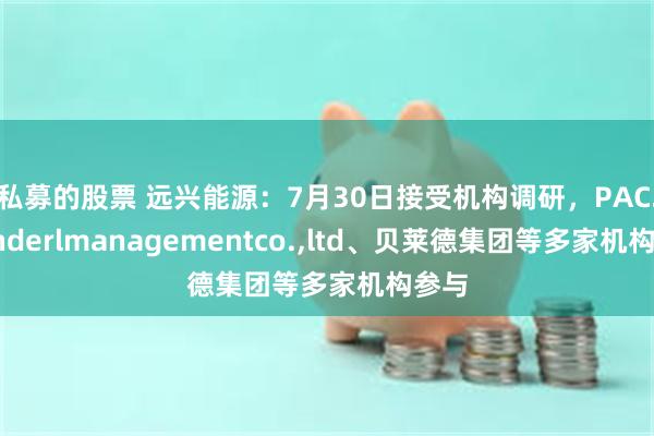 私募的股票 远兴能源：7月30日接受机构调研，PAC.wonderlmanagementco.,ltd、贝莱德集团等多家机构参与