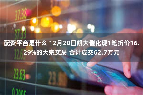 配资平台是什么 12月20日凯大催化现1笔折价16.29%的大宗交易 合计成交62.7万元