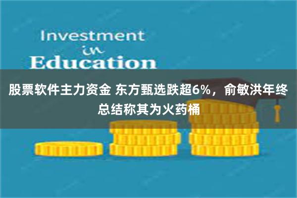 股票软件主力资金 东方甄选跌超6%，俞敏洪年终总结称其为火药桶