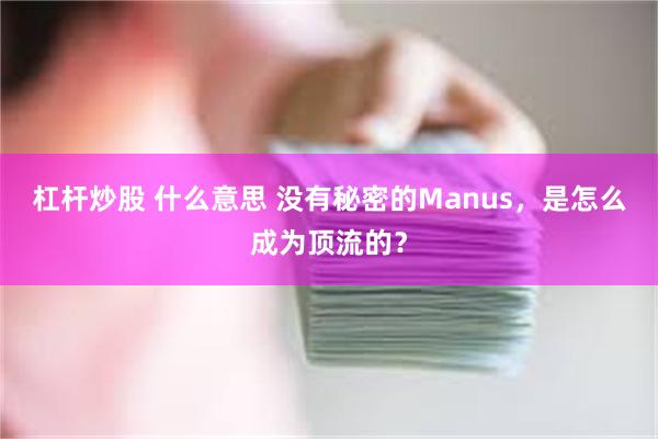 杠杆炒股 什么意思 没有秘密的Manus，是怎么成为顶流的？